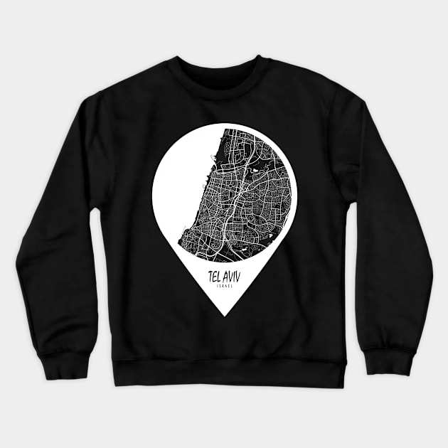 Tel Aviv, Israel City Map - Travel Pin Crewneck Sweatshirt by deMAP Studio